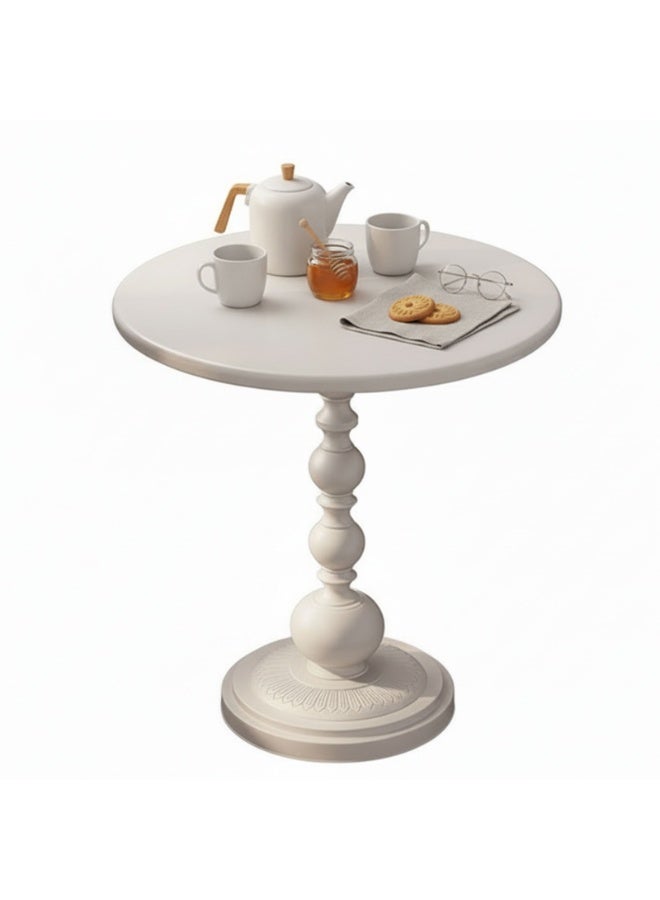 شويوين طاولة جانبية دائرية بتصميم كلاسيكي، مقاس 16.54 بوصة × 20.47 بوصة، طاولة جانبية عتيقة بقاعدة مانعة للانزلاق، طاولة جانبية مقاومة للبقع لغرفة المعيشة أو غرفة النوم أو الشرفة - Image 1